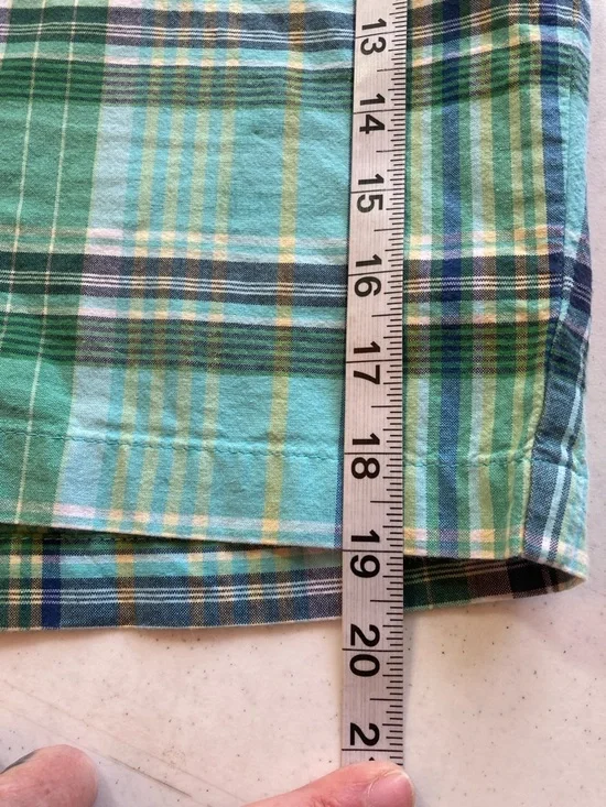 Lands' End Plaid Green & Aqua Bermuda Shorts - Picture 8 of 9
